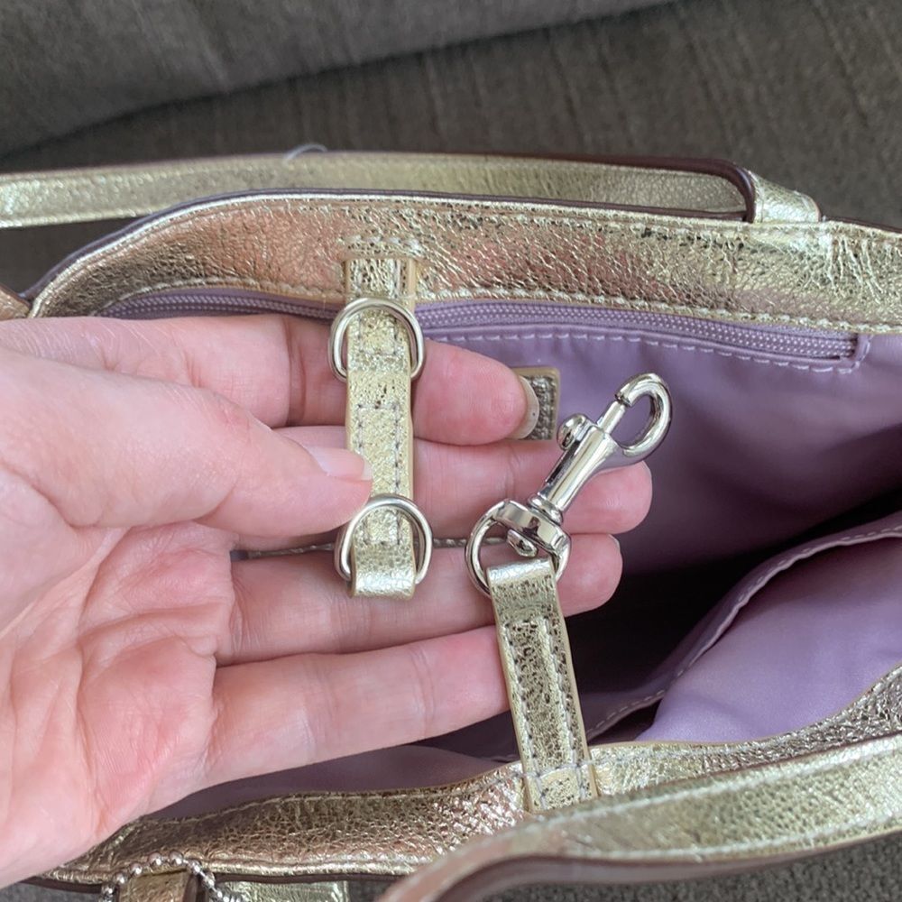 Coach tote mini gold and purple plaid NWT - Picture 8 of 12